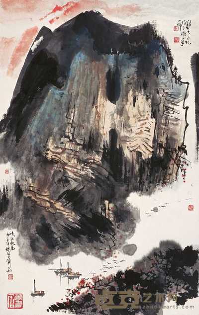 郑乃珖 峡江秋色 立轴 79×50cm
